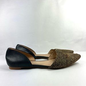 Madewell Flats Pointed Toe D’Orsay Flats Dotted Calf Hair Beige Black Size 6